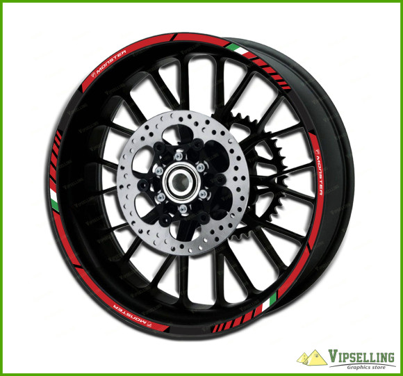 Ducati Red Corse Monster Motorcycle Wheel Rim Laminated Decals Stickers Stripes