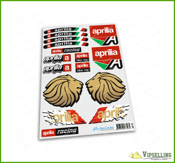 Aprilia Kit 2xA5 aprilia Motorcycle Racing Sport Lion AGIP Monster Laminated Decals Sticker Kit