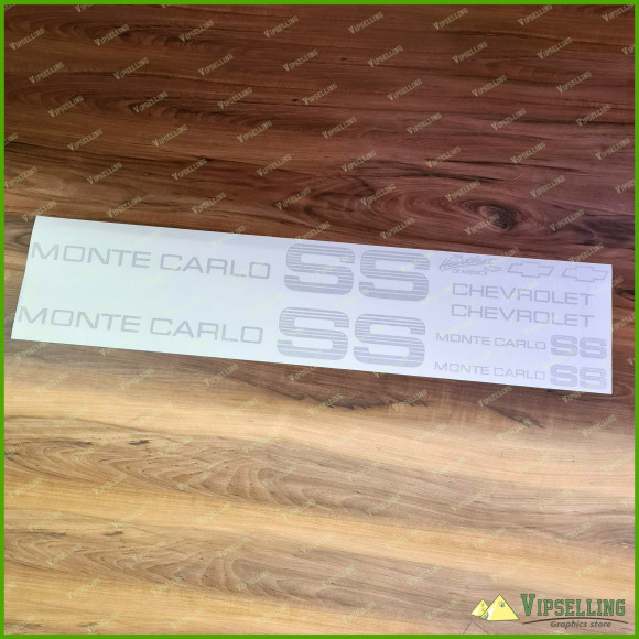 Monte Carlo SS Chevrolet 1983-1984 Restoration Black Decals Stickers Logos Emblems Kit Chevy