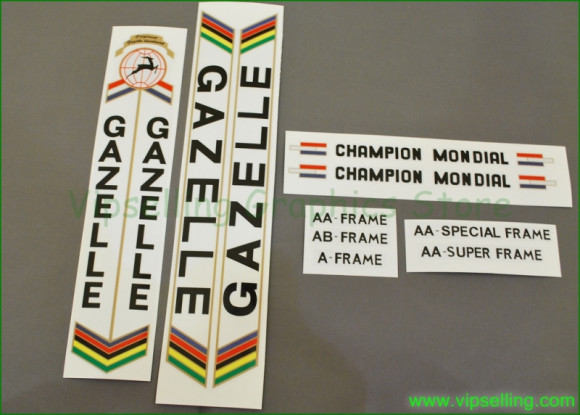 GAZELLE Original Black Restoration Decals Kit Campagnolo Stickers Vintage