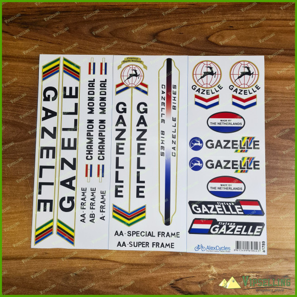 GAZELLE Original Black Restoration Decals Kit Campagnolo Stickers Vintage
