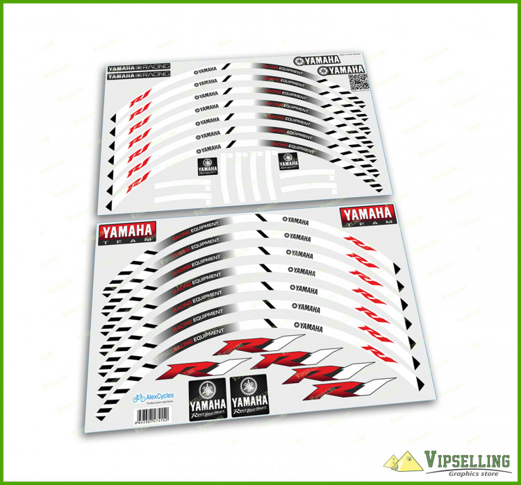Stickered R1 Rims YAMAHA R1 Racing Equipment Bike Wheel Laminated Stripes Decals Stickers ...