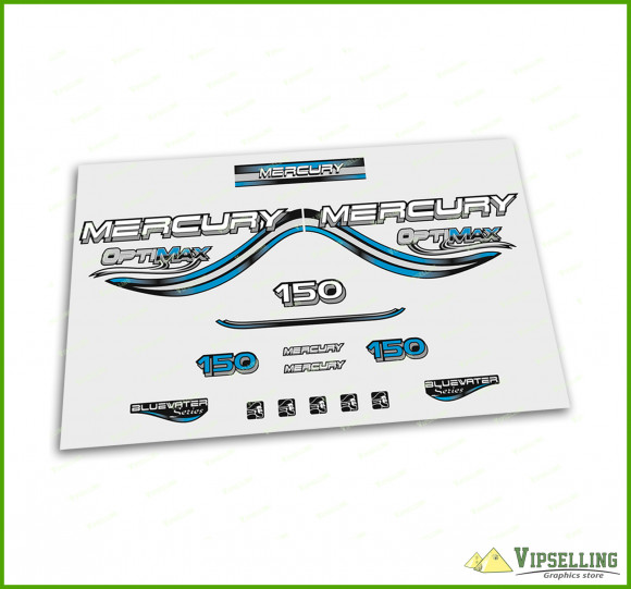 Mercury Optimax Bluewater 135 150 175 200 225 250 300 HP Blue Outboard Decals Stickers Set Mercury Optimax Bluewater 135 150 175 200 225 250 300 HP Blue Outboard Decals Stickers Set