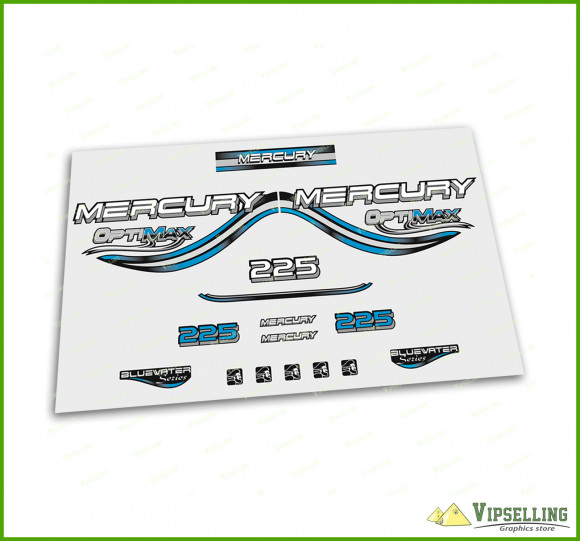 Mercury Optimax Bluewater 135 150 175 200 225 250 300 HP Blue Outboard Decals Stickers Set Mercury Optimax Bluewater 135 150 175 200 225 250 300 HP Blue Outboard Decals Stickers Set