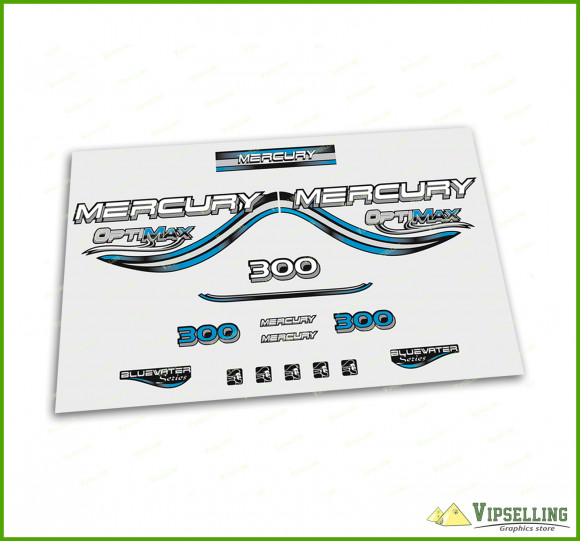 Mercury Optimax Bluewater 135 150 175 200 225 250 300 HP Blue Outboard Decals Stickers Set Mercury Optimax Bluewater 135 150 175 200 225 250 300 HP Blue Outboard Decals Stickers Set