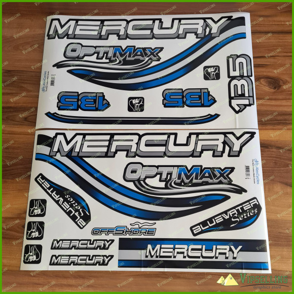 Mercury Optimax Bluewater 135 150 175 200 225 250 300 HP Blue Outboard Decals Stickers Set Mercury Optimax Bluewater 135 150 175 200 225 250 300 HP Blue Outboard Decals Stickers Set