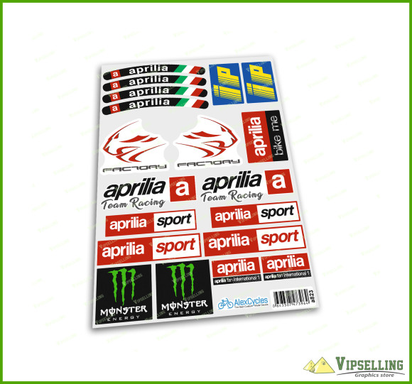 Aprilia Kit 2xA5 aprilia Motorbike Motorcycle Team Racing Laminated Decals Sticker Set RSV RS