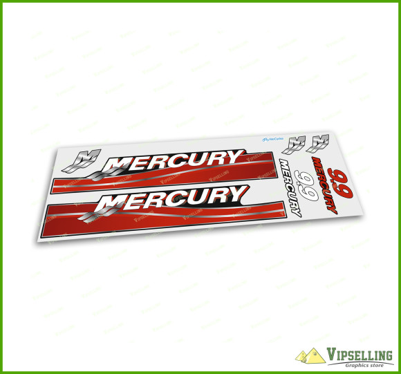 MERCURY Marine 9.9 HP Outboards Motor Red Laminated Decals Stickers Boat Kit MERCURY Marine 9.9 HP Outboards Motor Red Laminated Decals Stickers Boat Kit