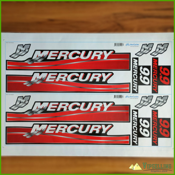 MERCURY Marine 9.9 HP Outboards Motor Red Laminated Decals Stickers Boat Kit MERCURY Marine 9.9 HP Outboards Motor Red Laminated Decals Stickers Boat Kit