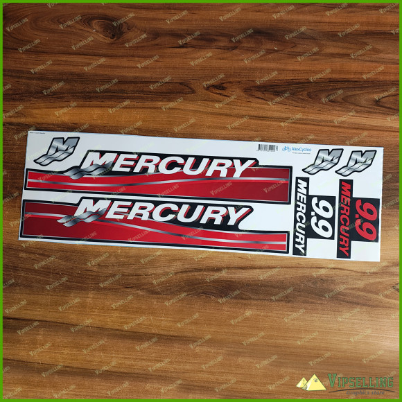 MERCURY Marine 9.9 HP Outboards Motor Red Laminated Decals Stickers Boat Kit