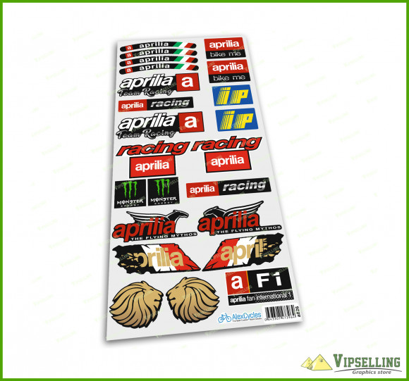 Aprilia Kit 3xA5 aprilia IP Racing Lion Motorbike Monster Energy Laminated Decals Stickers Kit 