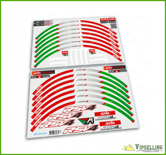 aprilia RSV4 Decals Italy Design Racing Laminated Wheel Rim Stripes Kit Stickers
