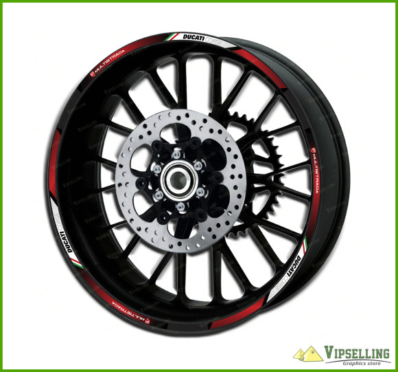 Ducati Corse Multistrada Motorcycle Wheel Rim Dark Red Laminated Decals Stickers Stripes