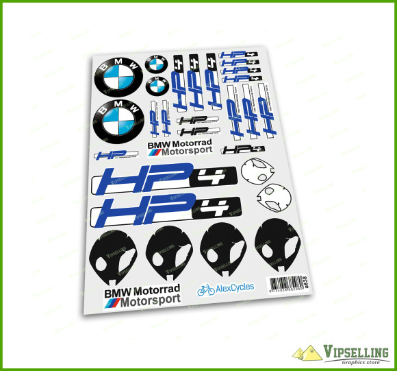 BMW Motorrad Motorsport HP4 UFO Laminated Decals Stickers Kit
