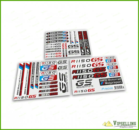 BMW Motorrad Motorsport R1150GS Adventure Red Laminated Decals Stickers Set