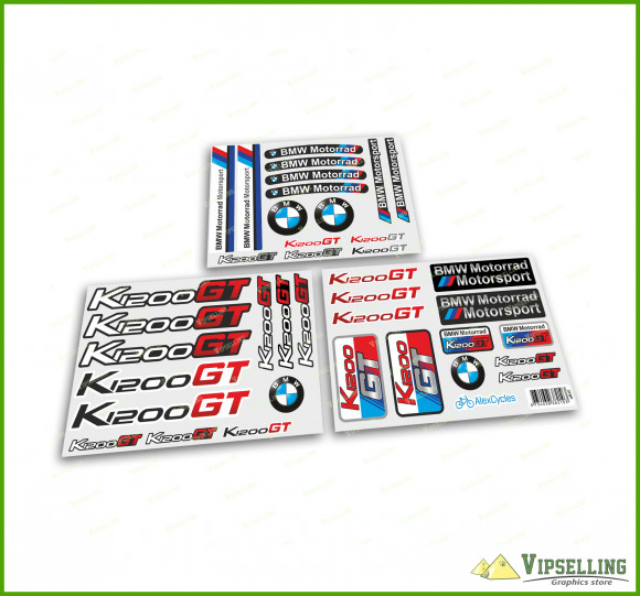 BMW Motorrad Motorsport K1200GT Red Laminated Decals Stickers Kit