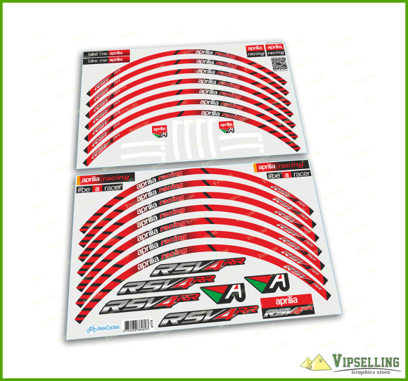 aprilia Factory Racing RSV4 RR Decals Motorcycle Red Laminated Wheel Rim Stripes Set
