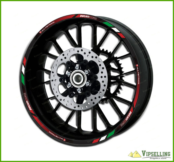 Ducati Corse Multistrada Motorcycle Wheel Rim Laminated Decals Stickers StripesDucati Corse Multistrada Motorcycle Wheel Rim Laminated Decals Stickers Stripes