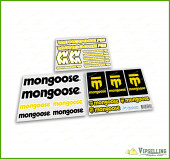 Yellow Mongoose Pro BMX Bike Frame Fork Cycle Decals Stickers Set Yellow Mongoose Pro BMX Bike Frame Fork Cycle Decals Stickers Set