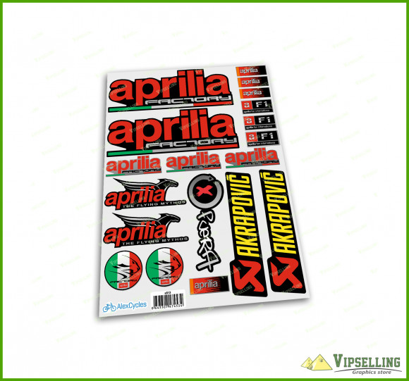 aprilia Factory Racing Motorcycle Laminated Silver Decals Stickers Akrapovic Myhos Set