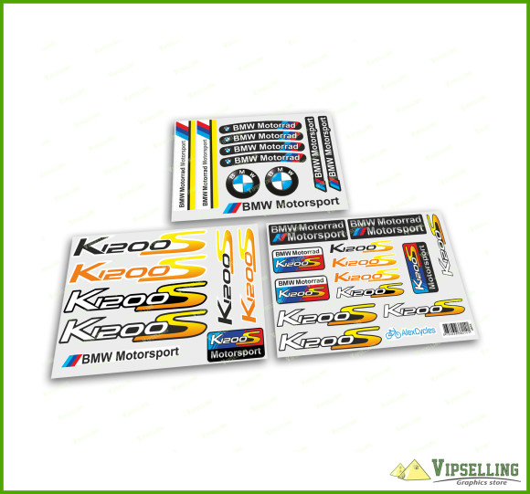 BMW Motorrad Motorsport K1200S Yellow Laminated Decals Stickers Kit