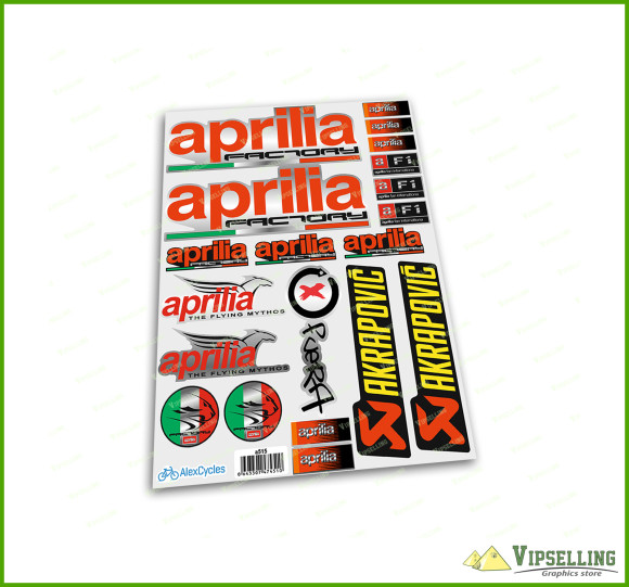 aprilia Factory Racing Motorcycle Silver Laminated Decals Stickers Akrapovic Myhos Kit