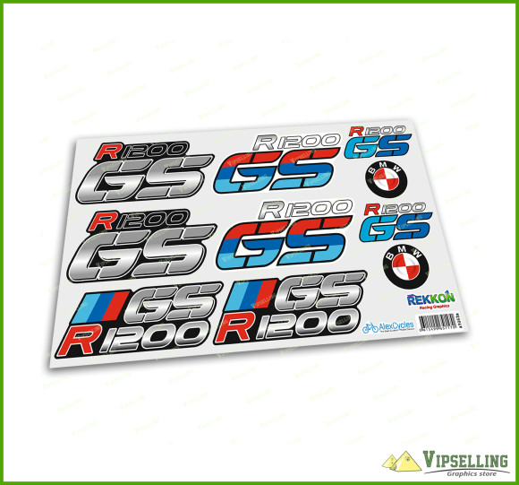 BMW Motorrad Motorsport R1200GS Grey Big Laminated Decals Stickers Kit