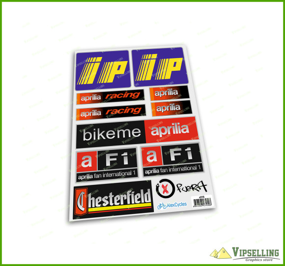 aprilia Racing Motorcycle Silver Laminated Decals Sticker IP F1 Chesterfield Fuera Set Stickers