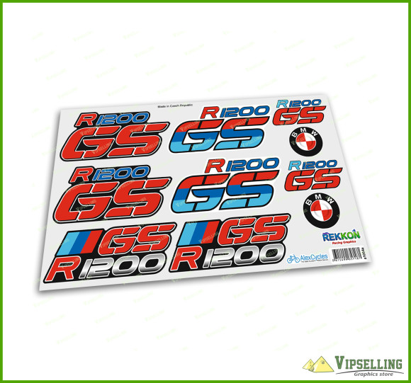 BMW Motorrad Motorsport R1200GS Red Big Laminated Decals Stickers Kit