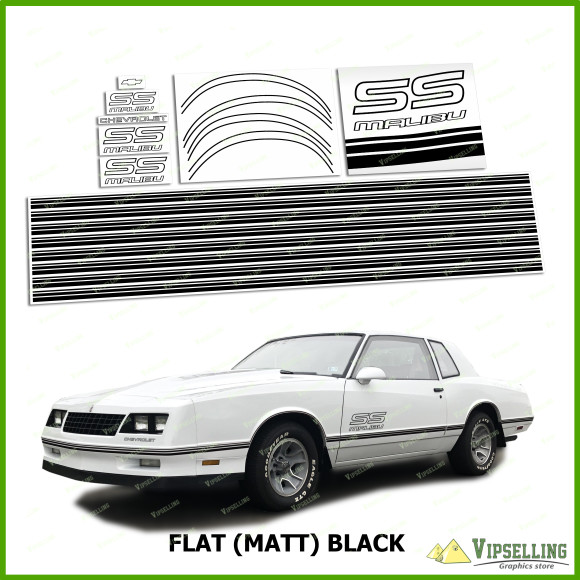 Monte Carlo Malibu SS Chevrolet Fully Color Restoration Decals Kit Stripes Chevy Any Color