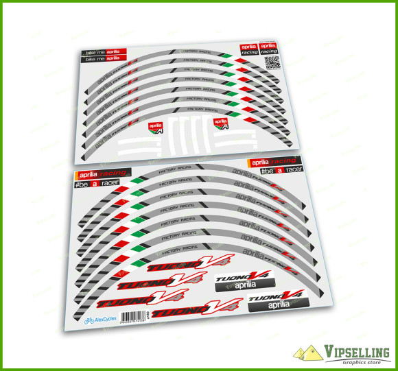 aprilia Tuono V4 Grey Decals Motorcycle Kit Laminated Wheel Rim Racing Stripes Stickers