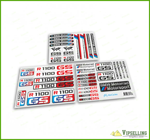 BMW Motorrad Motorsport R1100GS Red Laminated Decals Stickers Kit