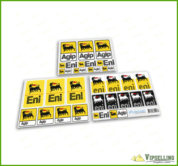 Agip Italian Petrol Gasoline Fuel Oil Diesel Vinyl Decals Stickers Emblems Set