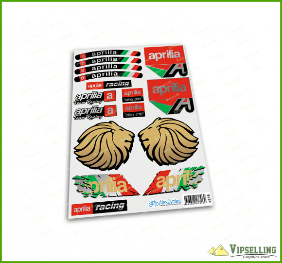 Aprilia Kit 2xA5 aprilia Motorcycle Racing Sport Lion AGIP Monster Silver Laminated Decals Sticker Kit