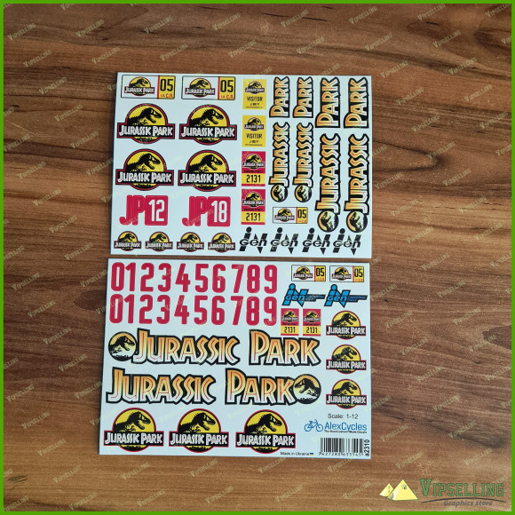 Jurassic Park Decal Set for 1:10 & 1:12 Scale Toy Cars – Vinyl Stickers with Logos, Numbers, Badges, and Labels – Durable & Easy to Apply Crawler Axial Traxxas TRX4 TRX6