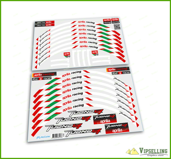 aprilia Tuono V4 Racing Stickers Motorcycle Kit Laminated Wheel Rim Decals Stripes 