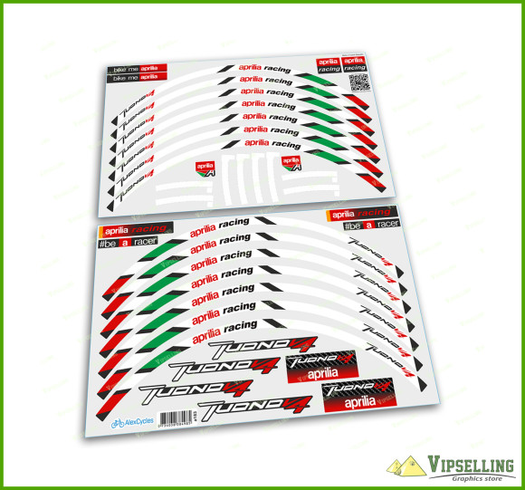 aprilia Tuono V4 Racing Stickers Kit Laminated Wheel Rim Decals Stripes Set