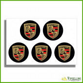 Gold Silver Porsche Wheel Center Cap Laminated Decals Stickers Set Gold Silver Porsche Wheel Center Cap Laminated Decals Stickers Set
