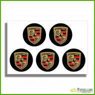 Gold Silver Porsche Wheel Center Cap Laminated Decals Stickers Set