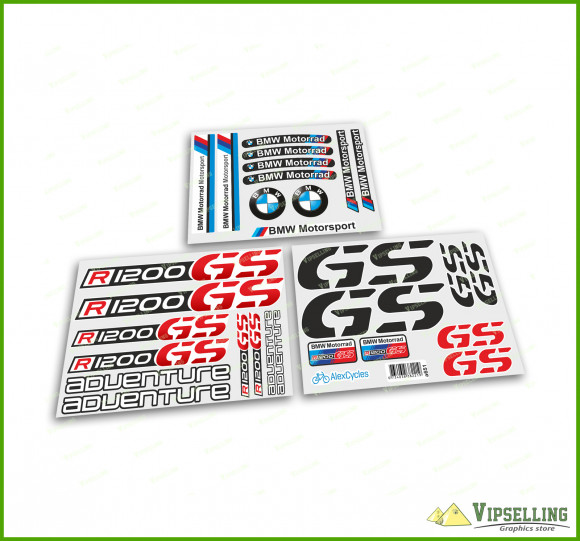 BMW Motorrad Motorsport R1200GS Adventure Red Laminated Decals Stickers Kit