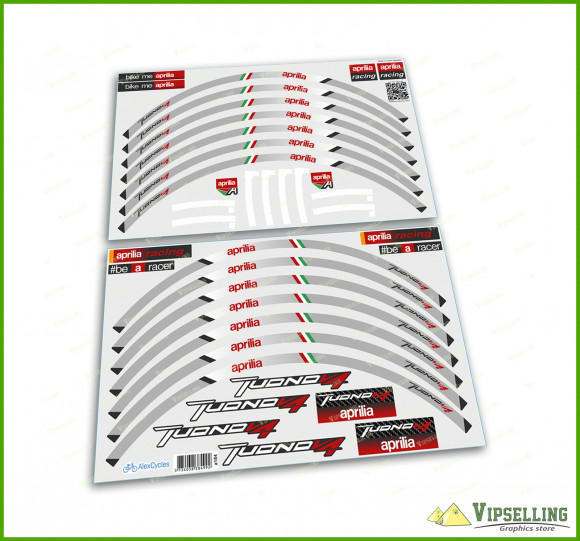 aprilia Tuono V4 Grey Racing Stickers Laminated Wheel Rim Decals Stripes Kit