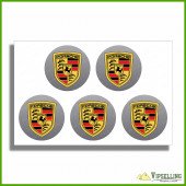 Silver Chrome Lamborghini Wheel Center Cap Laminated Decals Kit Silver Chrome Lamborghini Wheel Center Cap Laminated Decals Kit
