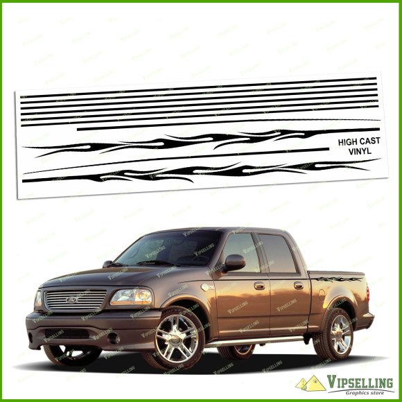 Ford F-150 Harley-Davidson Style F-250 F-350 Flame Solid Style Side High Cast Vinyl Stripes Decals Stickers Kit