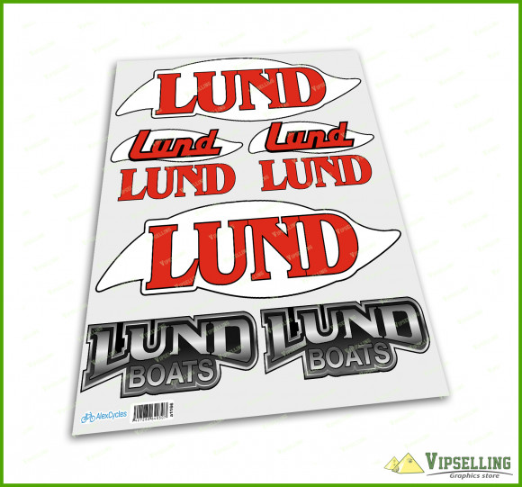 Lund Fishing Boats Vinyl Laminated Decals Emblems Stickers Set