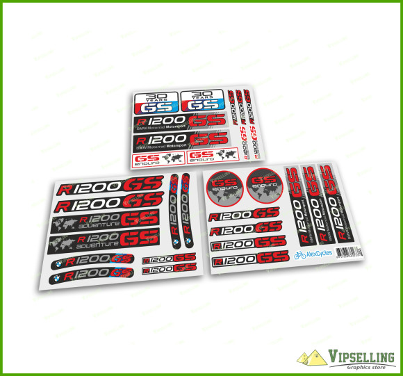 BMW Motorrad Motorsport R1200GS Enduro Red Laminated Decals Stickers Kit