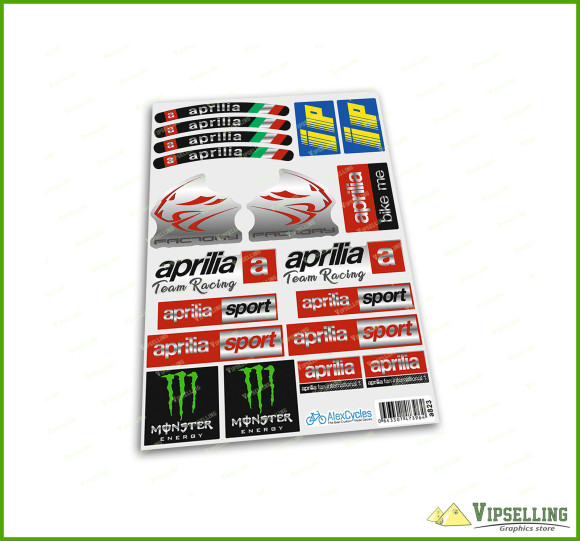 Aprilia Kit 2xA5 aprilia Motorbike Motorcycle Team Racing Silver Laminated Decals Sticker Set RSV RS