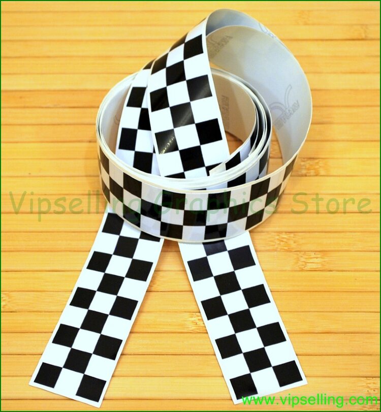 Cafe Racer Retro Style Chequered Stripes Kit 30mm Wide Stripes Decals ...