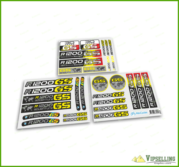 BMW Motorrad Motorsport R1200GS Enduro Yellow Laminated Decals Stickers Kit