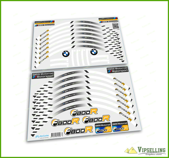 BMW Motorrad Motorsport F800R Grey Wheel Rim Laminated Stripes Decals Stickers Kit BMW Motorrad Motorsport F800R Grey Wheel Rim Laminated Stripes Decals Stickers Kit
