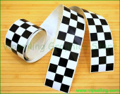Cafe Racer Retro Black White Chequered Stripes Kit 60mm Wide Stripes Decals Stickers